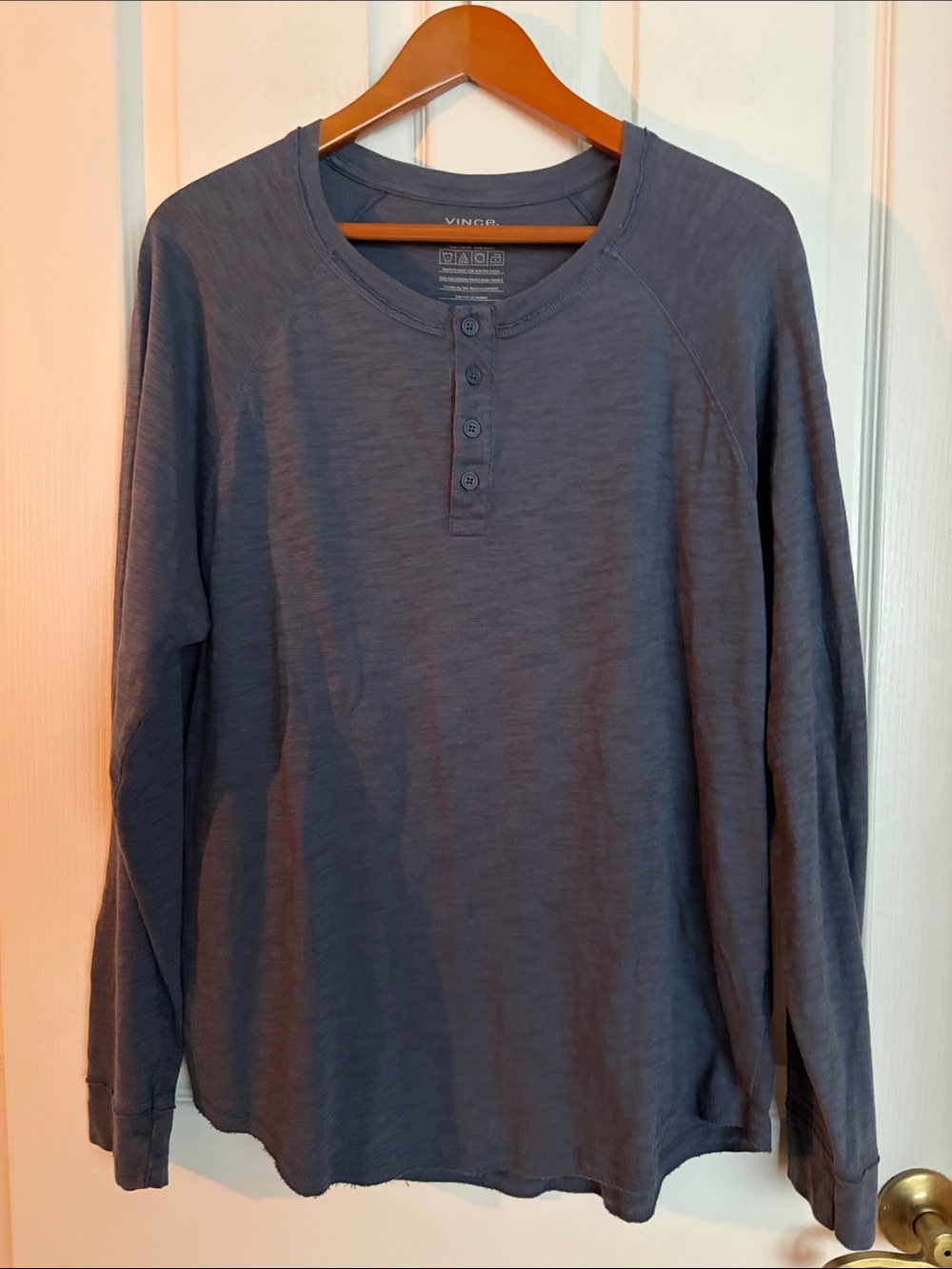 Vince Men's Long-Sleeve Henley - Slate Blue